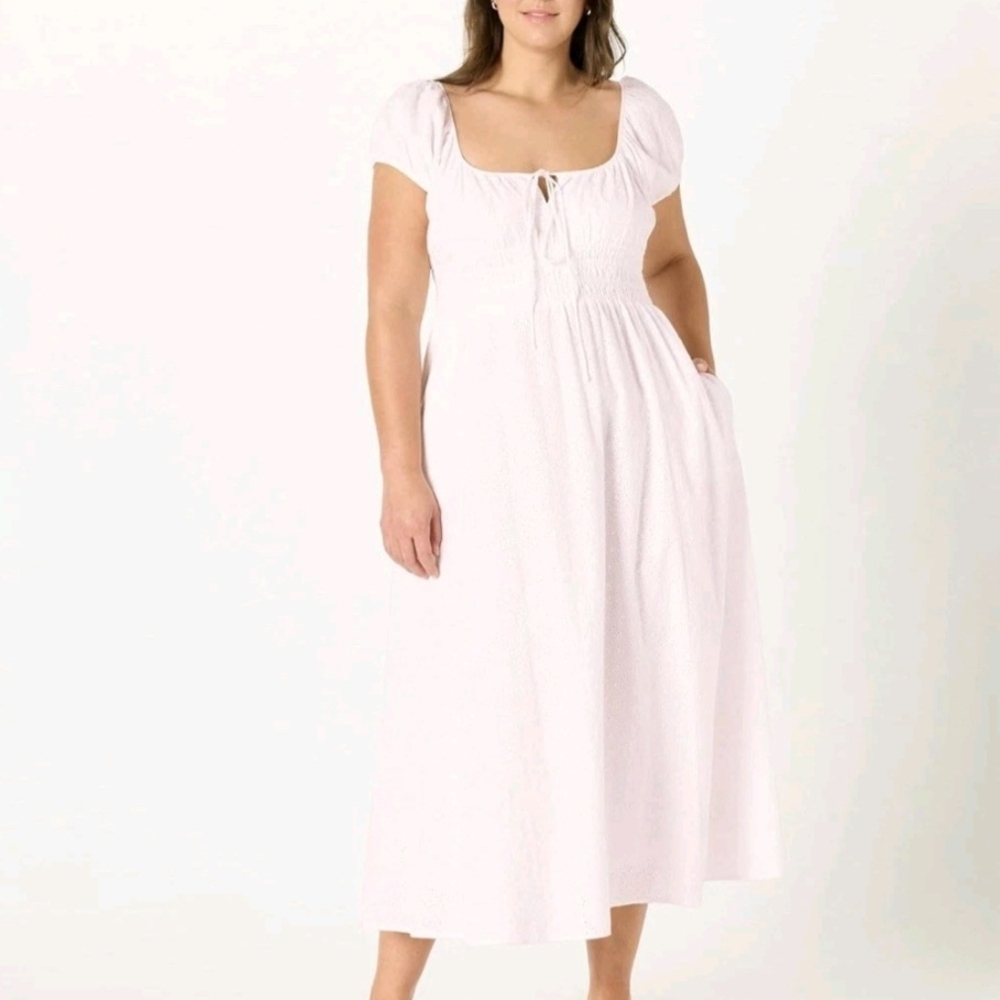 The Drop Womens Melody Cap Sleeve Tie Front Cotton Dress Size Large
